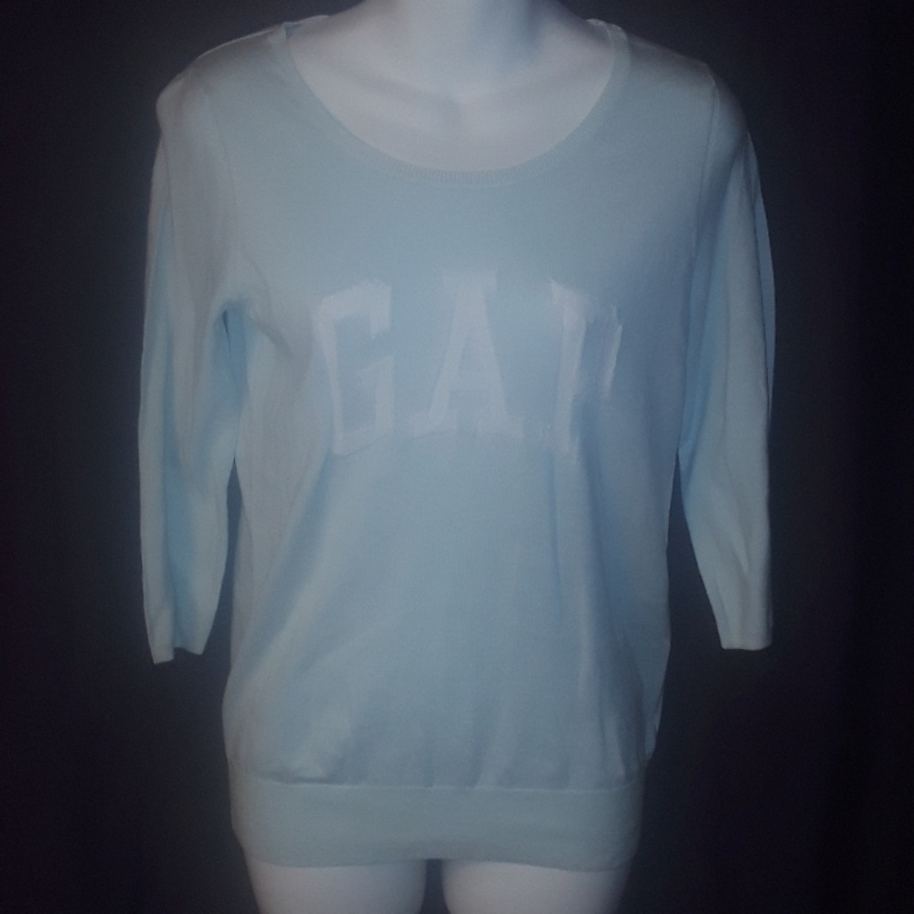 Gap Logo Rolled  up Pullover Sample Blue AND White